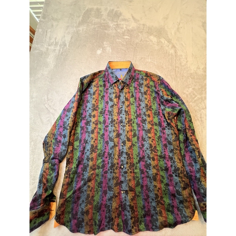 Visconti Signature Series Mens Shirt L‎ Multicolor Abstract Striped Lmtd Edition